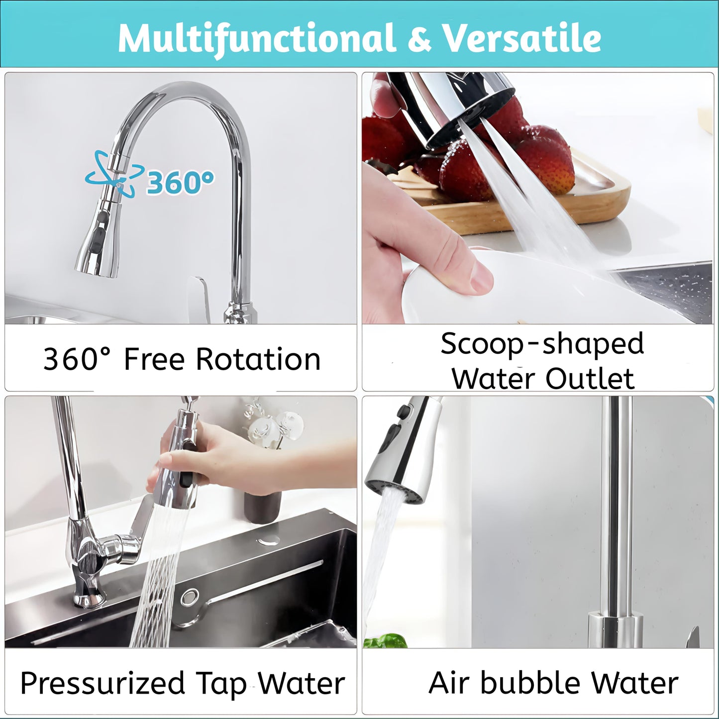 360° Rotating Kitchen Faucet Extension – 3 Modes (Pack of 1)