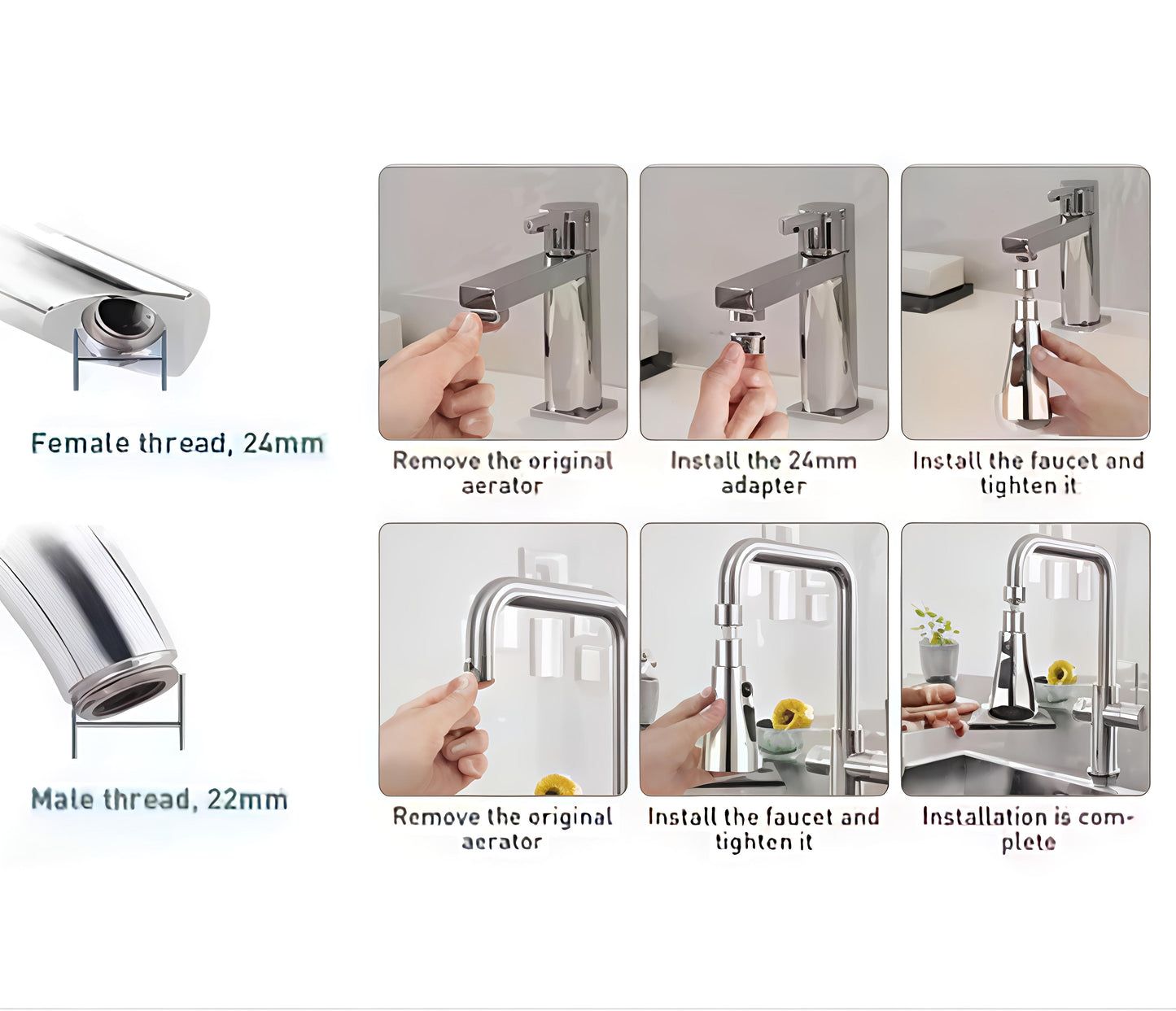 360° Rotating Kitchen Faucet Extension – 3 Modes (Pack of 1)